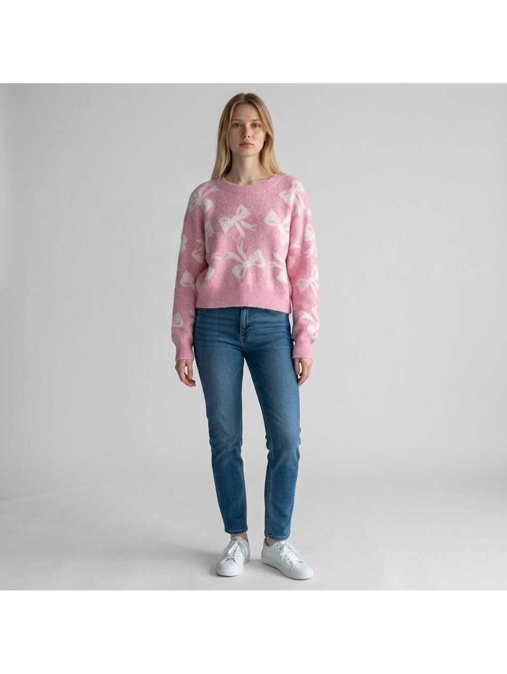 Jessica Simpson Sweater Pullover Women S Small Pink Graphic Print Knit Soft Cozy
